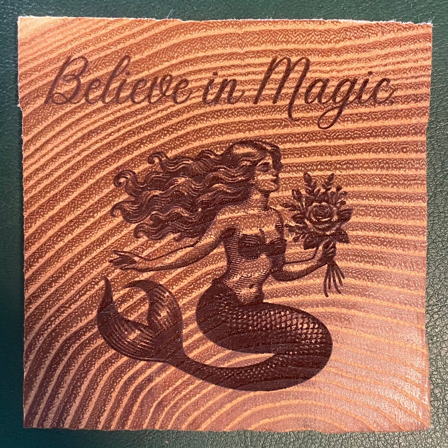 Believe in Magic, Mermaid PocketSmile™ (Oak Decor Tile Coaster)