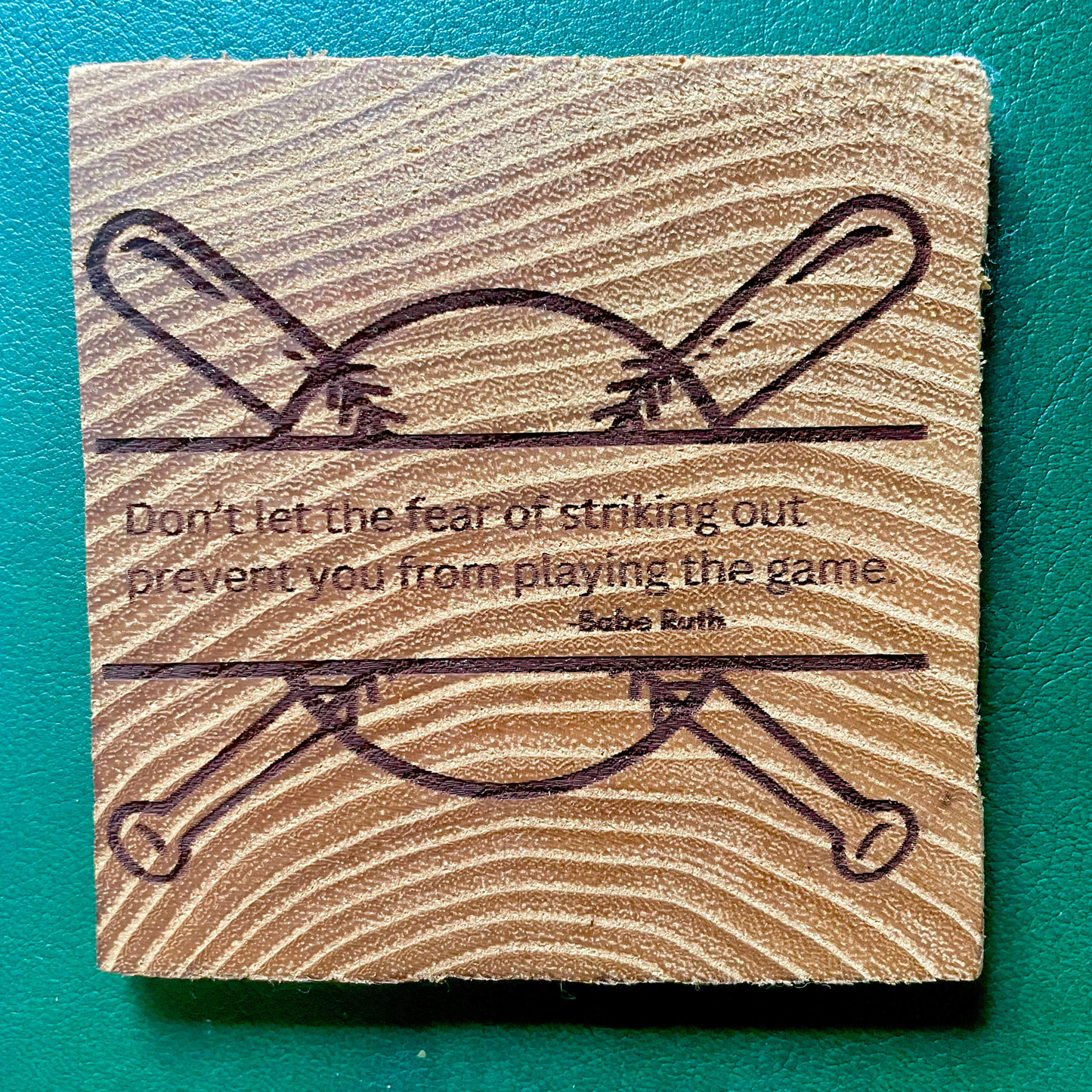 Play the Game, Baseball PocketSmile™ (Oak Decor Tile Coaster)