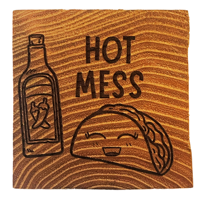 HOT MESS PocketSmile™ (Oak Decor Tile Coaster)